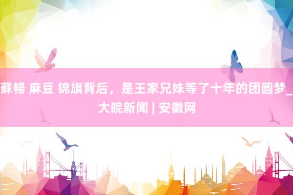 蘇暢 麻豆 锦旗背后，是王家兄妹等了十年的团圆梦_大皖新闻 | 安徽网