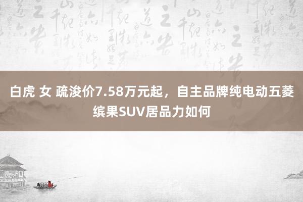 白虎 女 疏浚价7.58万元起，自主品牌纯电动五菱缤果SUV居品力如何